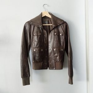 Mexx Genuine Leather Bomber Jacket
